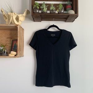 Saks black vee neck T-shirt small